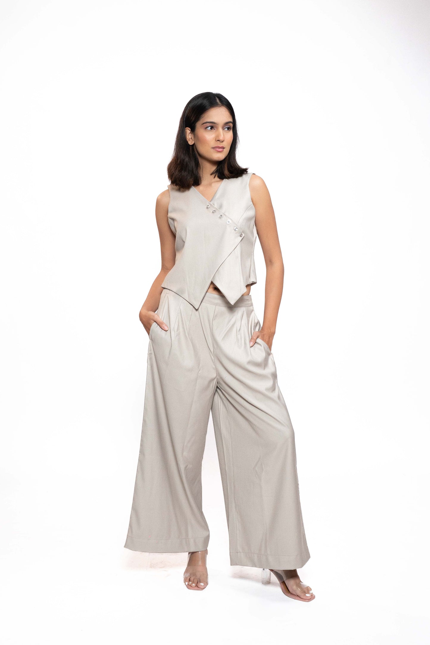 Sand Beige Asymmetric Co-ord Set