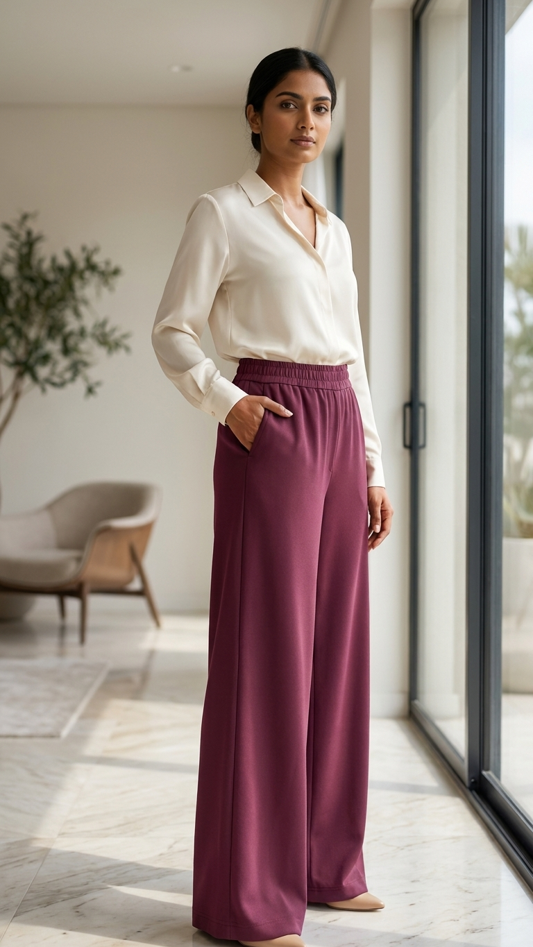 Berry Ease Wide-Leg Pants 