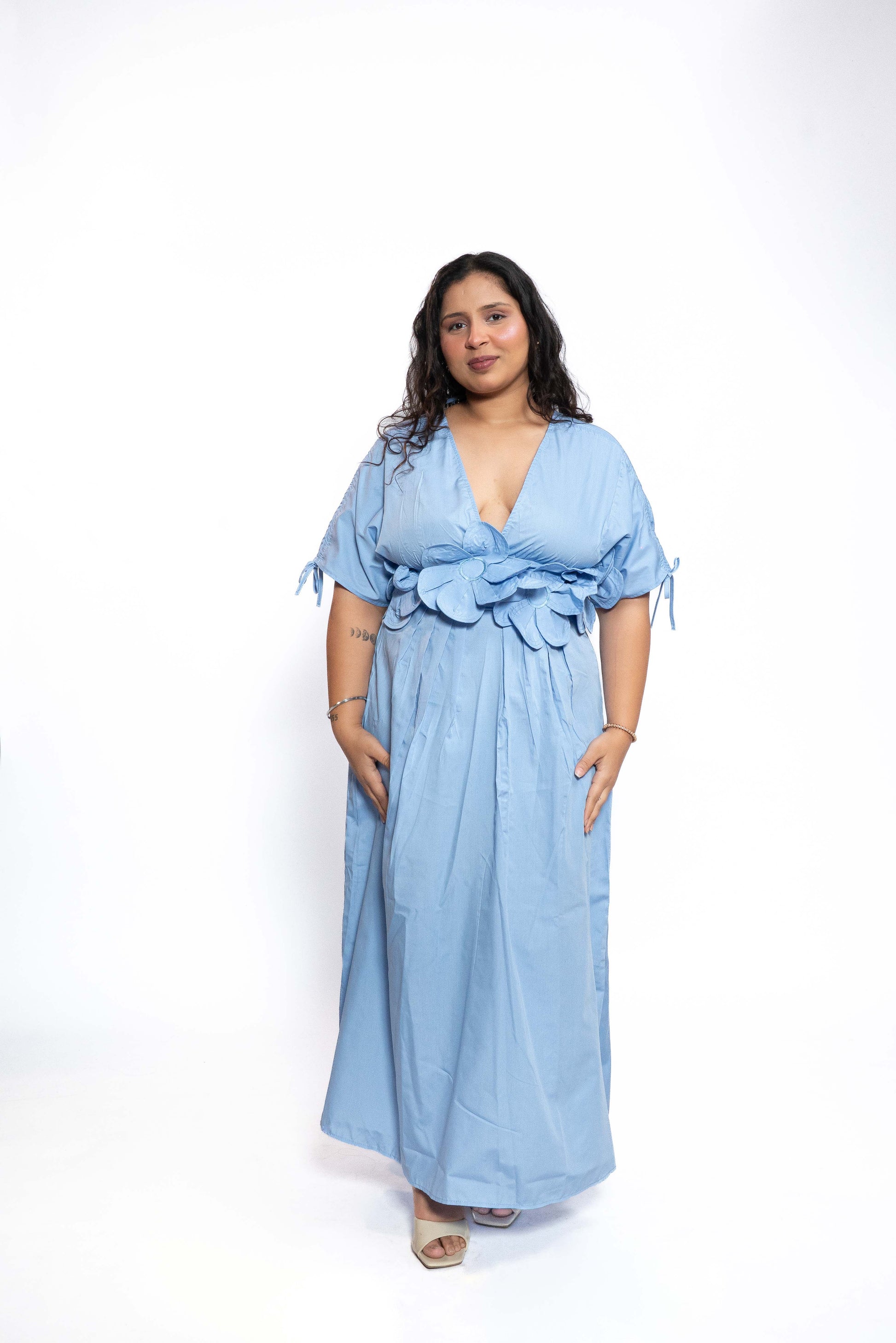 Powder Blue Petal Maxi Dress 