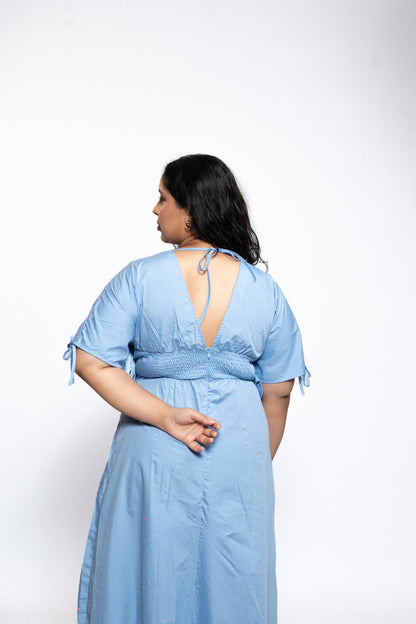 Powder Blue Petal Maxi Dress 