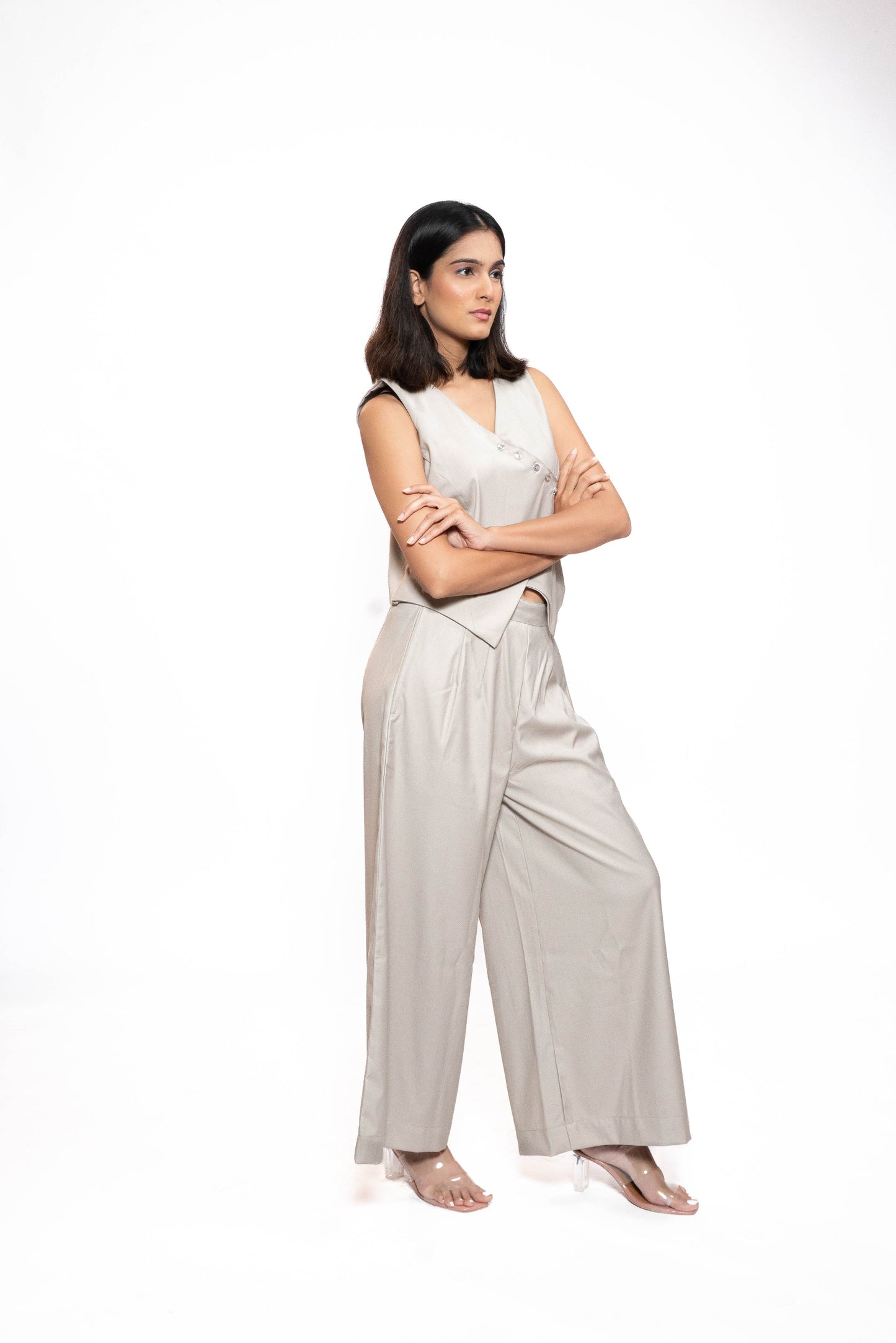 Sand Beige Asymmetric Co-ord Set 