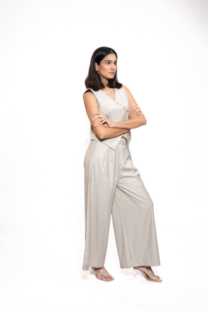 Sand Beige Asymmetric Co-ord Set 