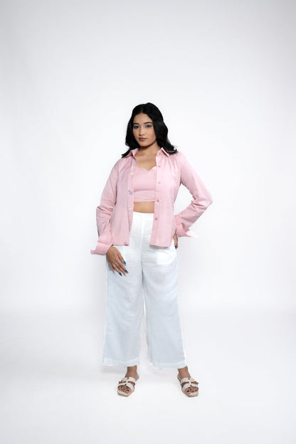 White Wide-Leg Linen Pants 