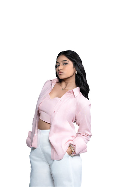 Pink Layered Shirt Set 