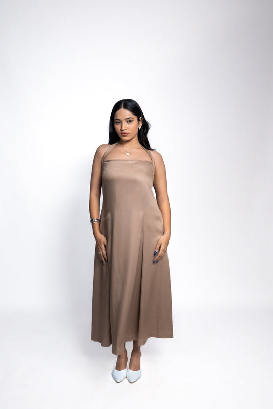Mocha Halter Maxi Dress 