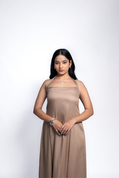 Mocha Halter Maxi Dress 