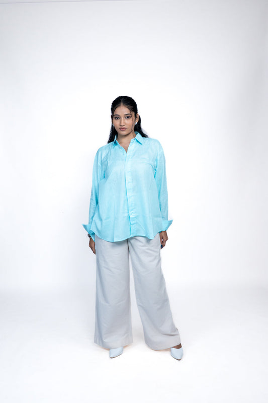 Aqua Oversized Cotton Shirt 
