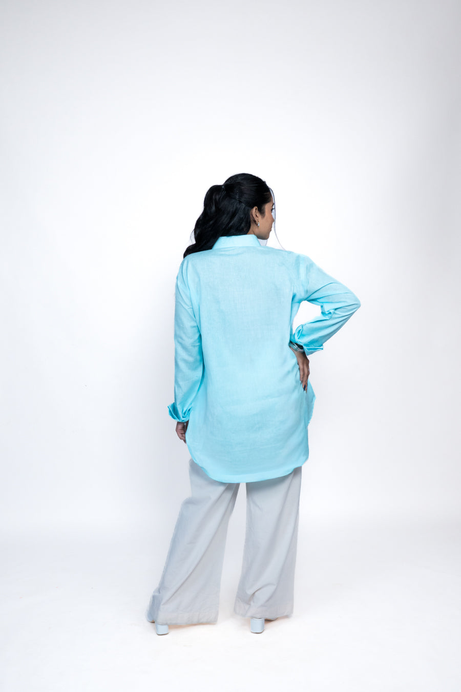 Aqua Oversized Cotton Shirt 