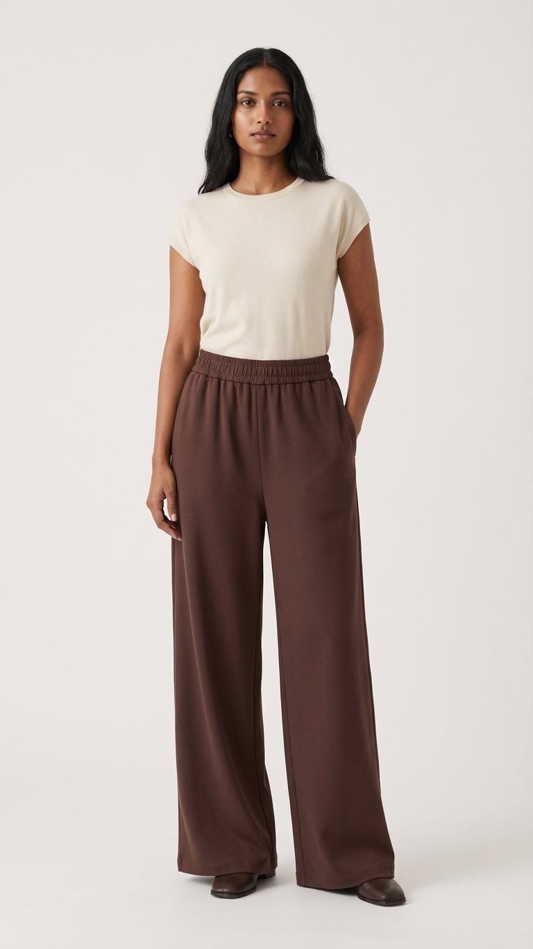 Mocha Ease Wide-Leg Pants 
