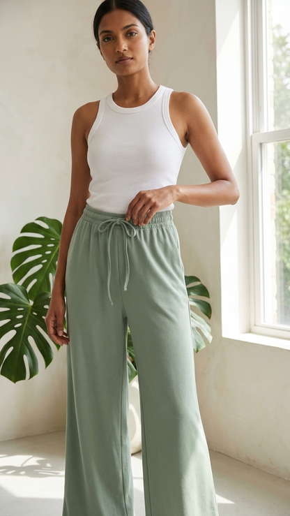 Sage Ease Wide-Leg Pants 
