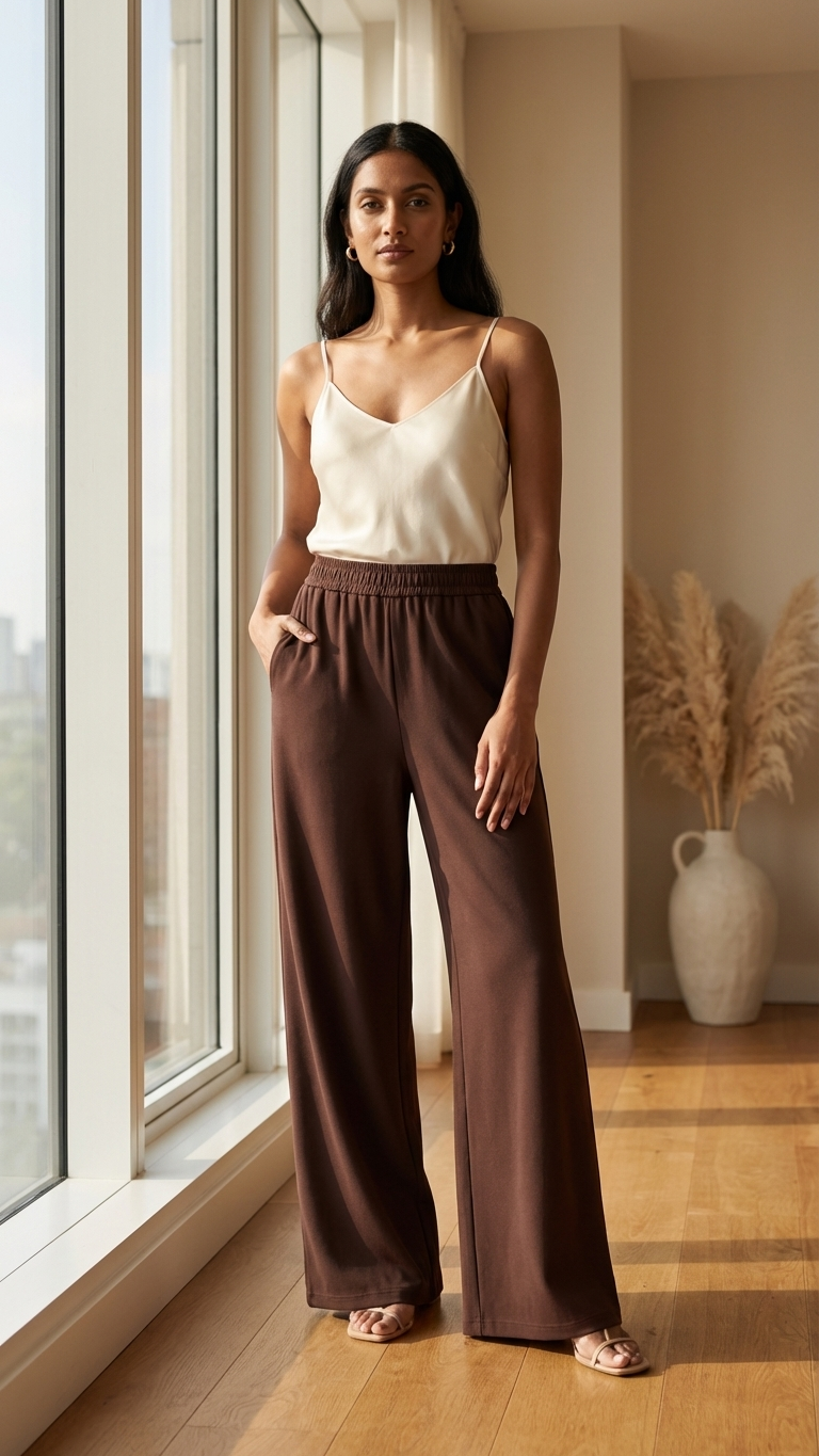 Mocha Ease Wide-Leg Pants 