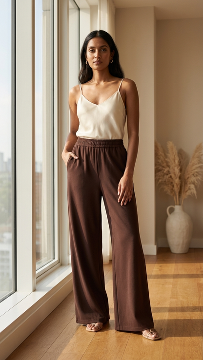 Mocha Ease Wide-Leg Pants 